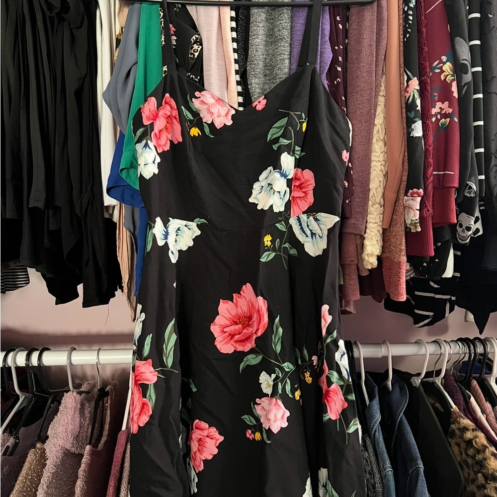 Floral Black Dress